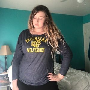 Adidas University of Michigan Long Sleeve Navy Tee